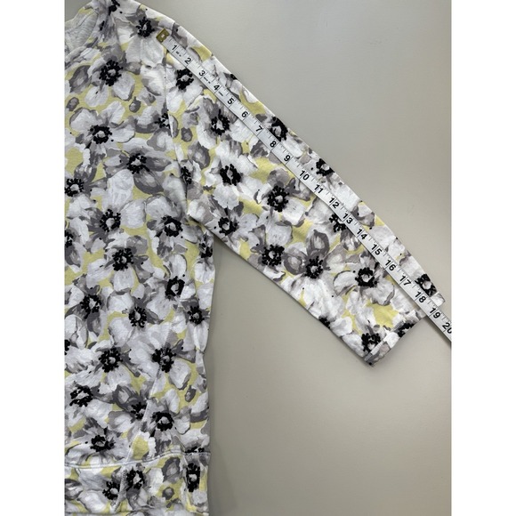 J. Jill Love Linen Pullover Top Women's L Black White Floral Print 3/4 Sleeve - Picture 7 of 13